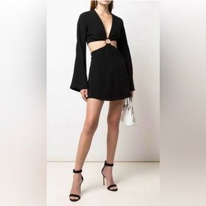 NWT $395 CINQ A SEPT BLACK  LONG SLEEVE SOLA CUTOUT DRESS size 10